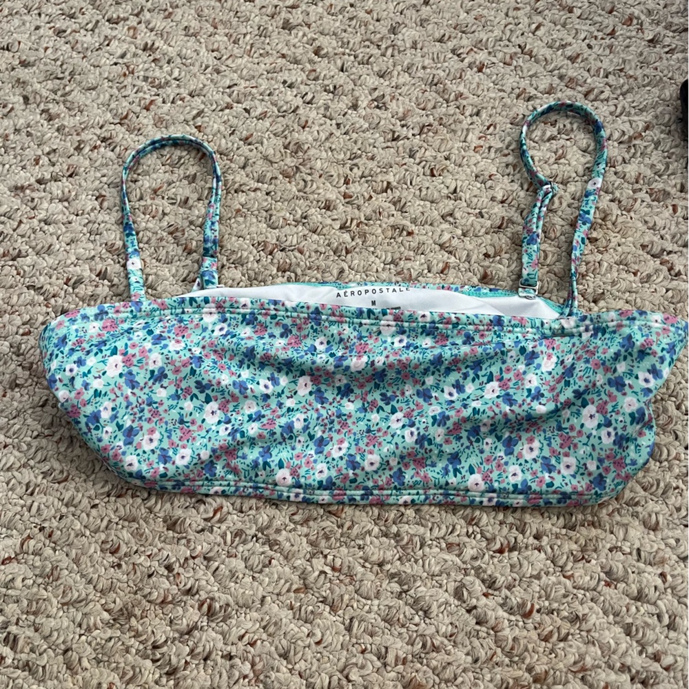 Aeropostale blue floral bathing suit top